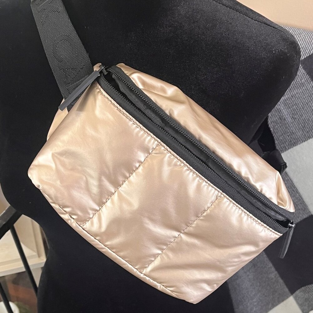 Gold Calpak Mini Belt Bag with Backpack Key Pouch